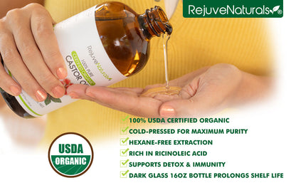USDA Certified Organic Castor Oil - 16oz Glass Bot